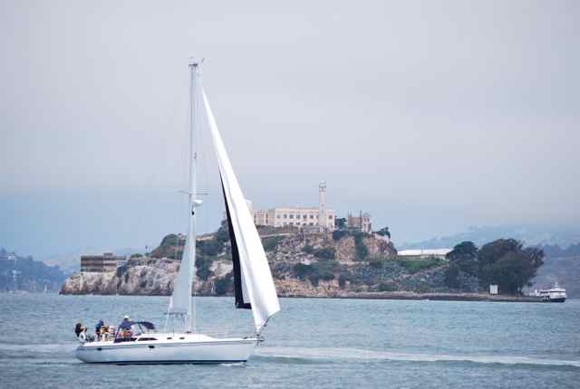 Sailboat and Alcatraz
