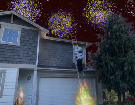 House with fireworks-Edited